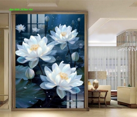 Tranh dán kính 3d 2 mặt hoa sen n2026-194