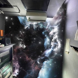 Bedroom wallpaper with ceiling stickers c216