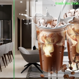 High quality transparent 3d glass decal for cafe se096