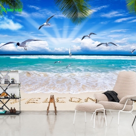 Tranh dán tường cảnh biển 3d s302
