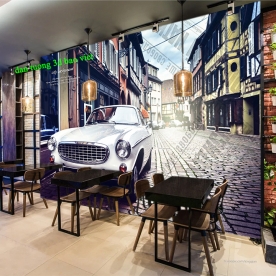 Tranh dán tường cho quán cafe 3d fm593