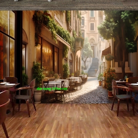 Tranh dán tường cho quán cafe 3d fm609