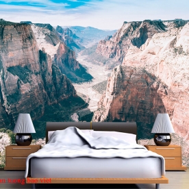 Murals of mountain river landscape m093