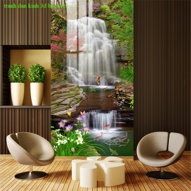 2 sided waterfall 3d glass painting k496
