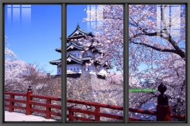 Tranh dán kính 3d 2 mặt phong cảnh Nhật Bản fm612