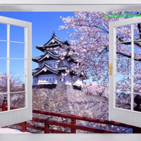 Tranh dán tường cửa sổ 3d fm612s