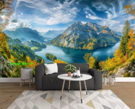 Wall painting of river and mountain landscape n2004-334