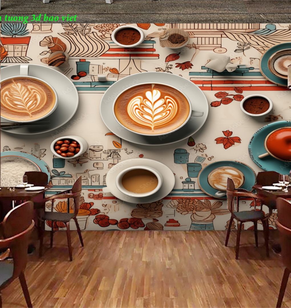 Tranh dán tường cho quán cafe n2005-291