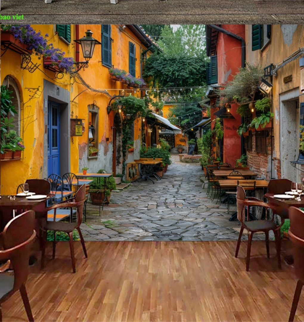 Tranh dán tường cho quán cafe n2026-238