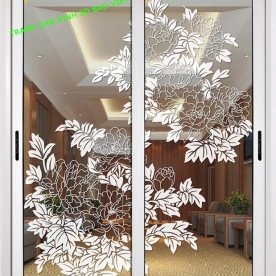 3d peony art glass decal sticker glass071