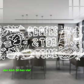 Decal dán kính nghệ thuật cho quán cafe glass146