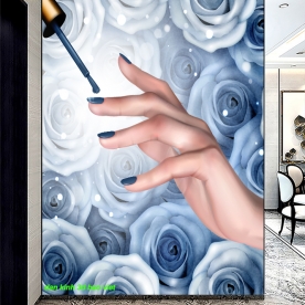 Tranh dán kính 3d 2 mặt tiệm nails spa k598