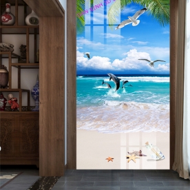 2 sided 3d glass painting of seascape k524