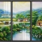 3d wall paintings of country scenes ft153