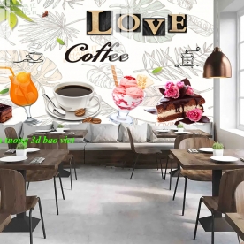 Tranh dán tường cho quán cafe trà sữa n2004-414