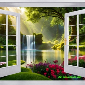 Tranh dán tường cửa sổ 3d n2004-403