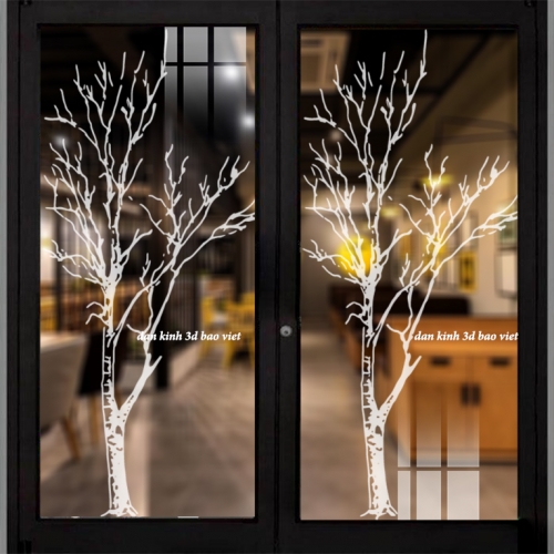 Decal dán kính nghệ thuật 3d trong suốt seglass169