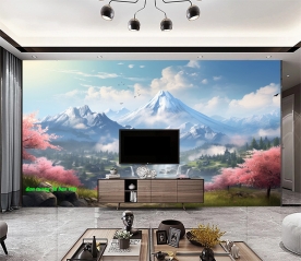 Giấy dán tường phòng khách phong cảnh thiên nhiên m124