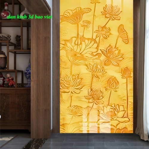 Tranh dán kính 3d 2 mặt hoa sen k607