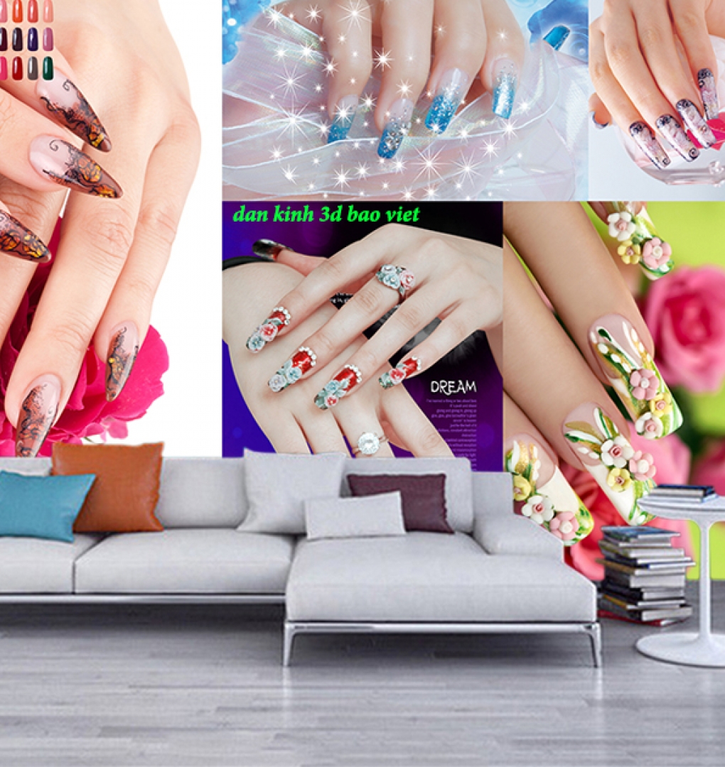 Tranh dán tường 3d cho tiệm nail spa nails068