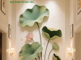 Tranh dán kính 3d 2 mặt hoa sen h408