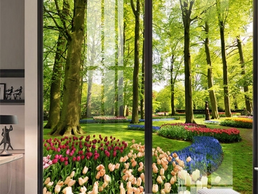 Paste the glass door with beautiful 3D stickers