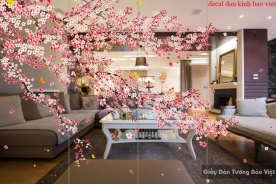 High-end 3d glass decal with peach blossom art007