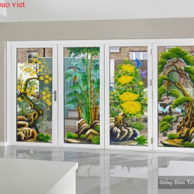 High quality four seasons glass decal se003