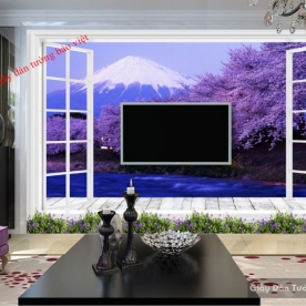 3D purple window wallpaper K16160767