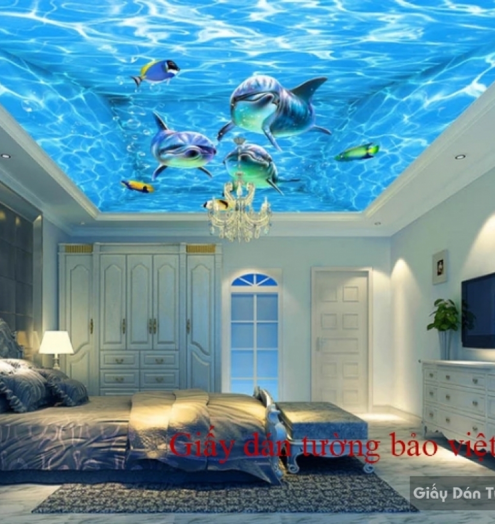 3D wallpaper on the ceiling of the sea view S101