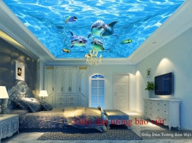 3D wallpaper on the ceiling of the sea view S101