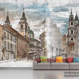 3D wallpaper for cafe Fm174