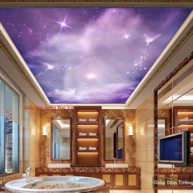 3D wallpaper purple ceiling stickers C066