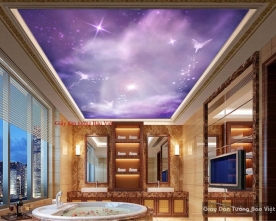 3D wallpaper purple ceiling stickers C066