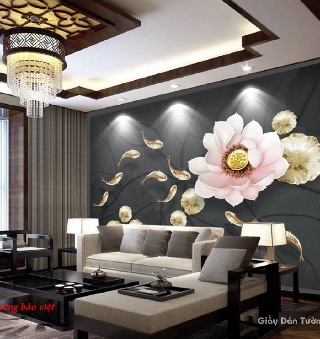 Wallpaper living room lotus d150