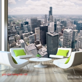 FM309 city landscape living room wallpaper