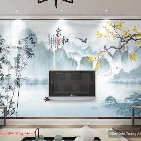 Living room wallpaper with accents d149