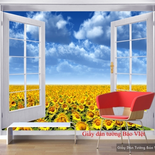Wallpaper living room sunflower H123