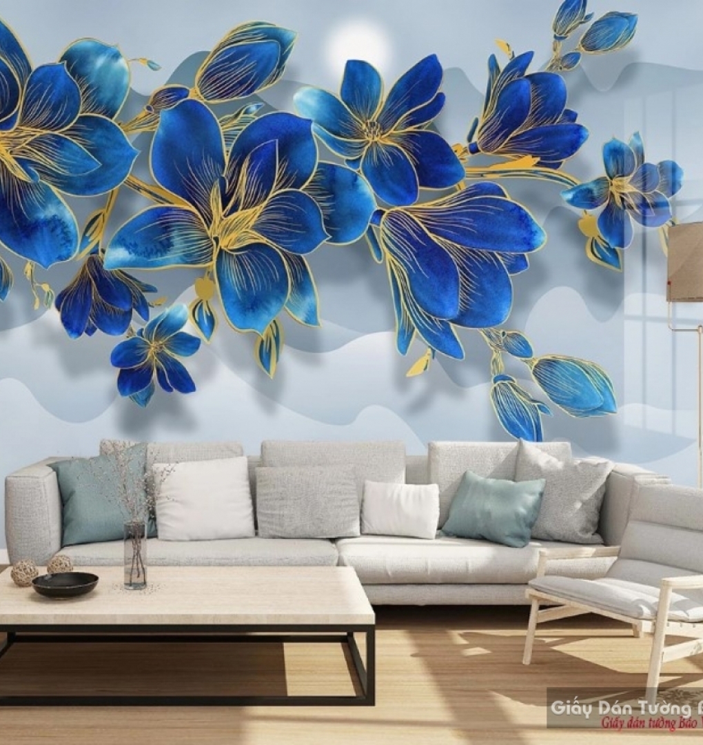 Blue living room wallpaper v127