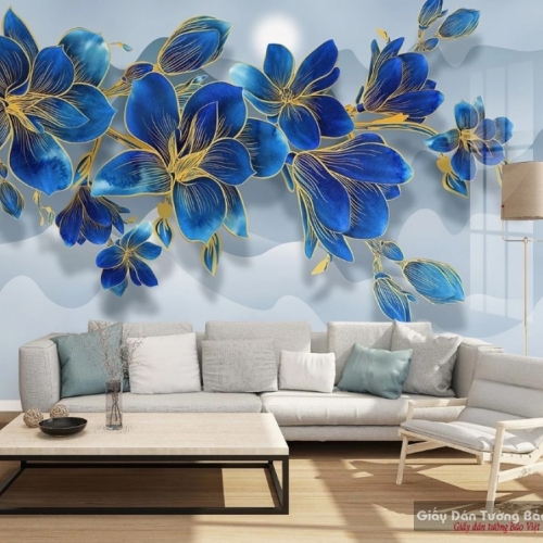 Blue living room wallpaper v127
