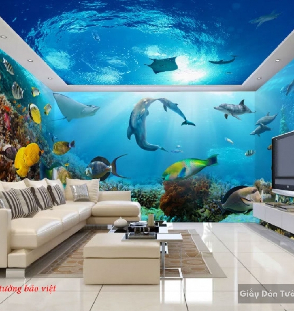 Living room wallpaper panaroma seascape d173