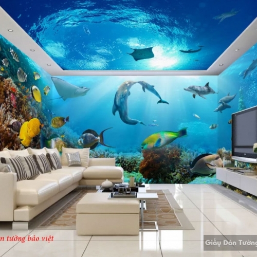 Living room wallpaper panaroma seascape d173