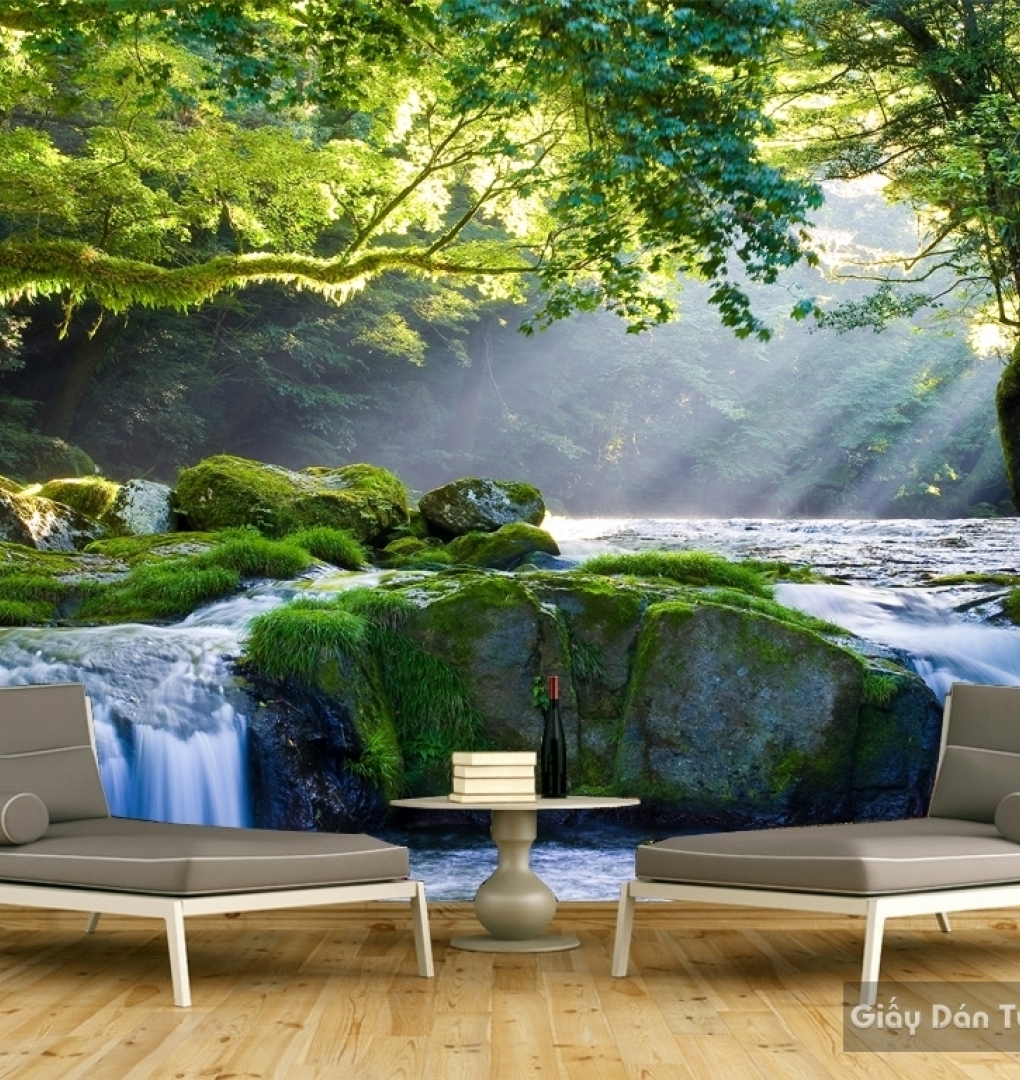 3D landscape living room wallpaper W045