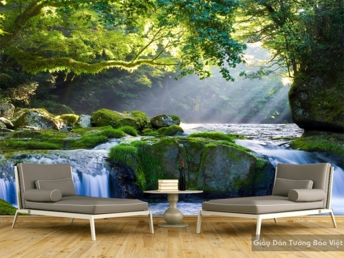 3D landscape living room wallpaper W045 | Bao Viet wallpaper