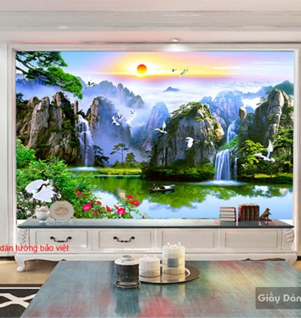 Feng shui living room wallpaper FT080