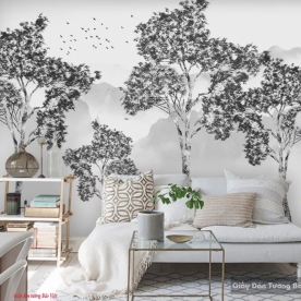 Black and white living room wallpaper v136