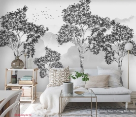 Black and white living room wallpaper v136