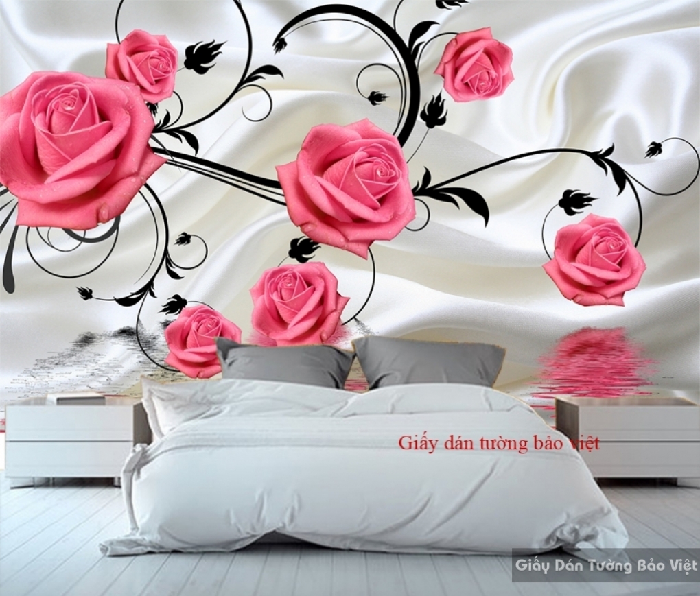 3D rose wallpaper for the bedroom FL076 | Bao Viet wallpaper