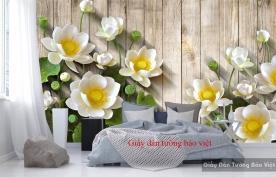 3D lotus wallpaper for bedroom H100