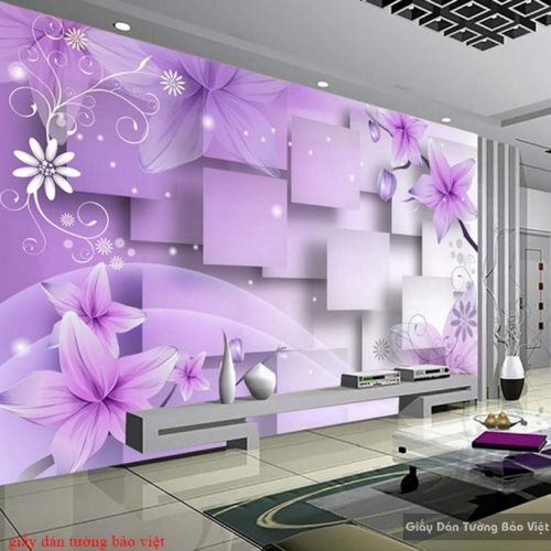 3d purple bedroom wallpaper d091 | Bao Viet wallpaper